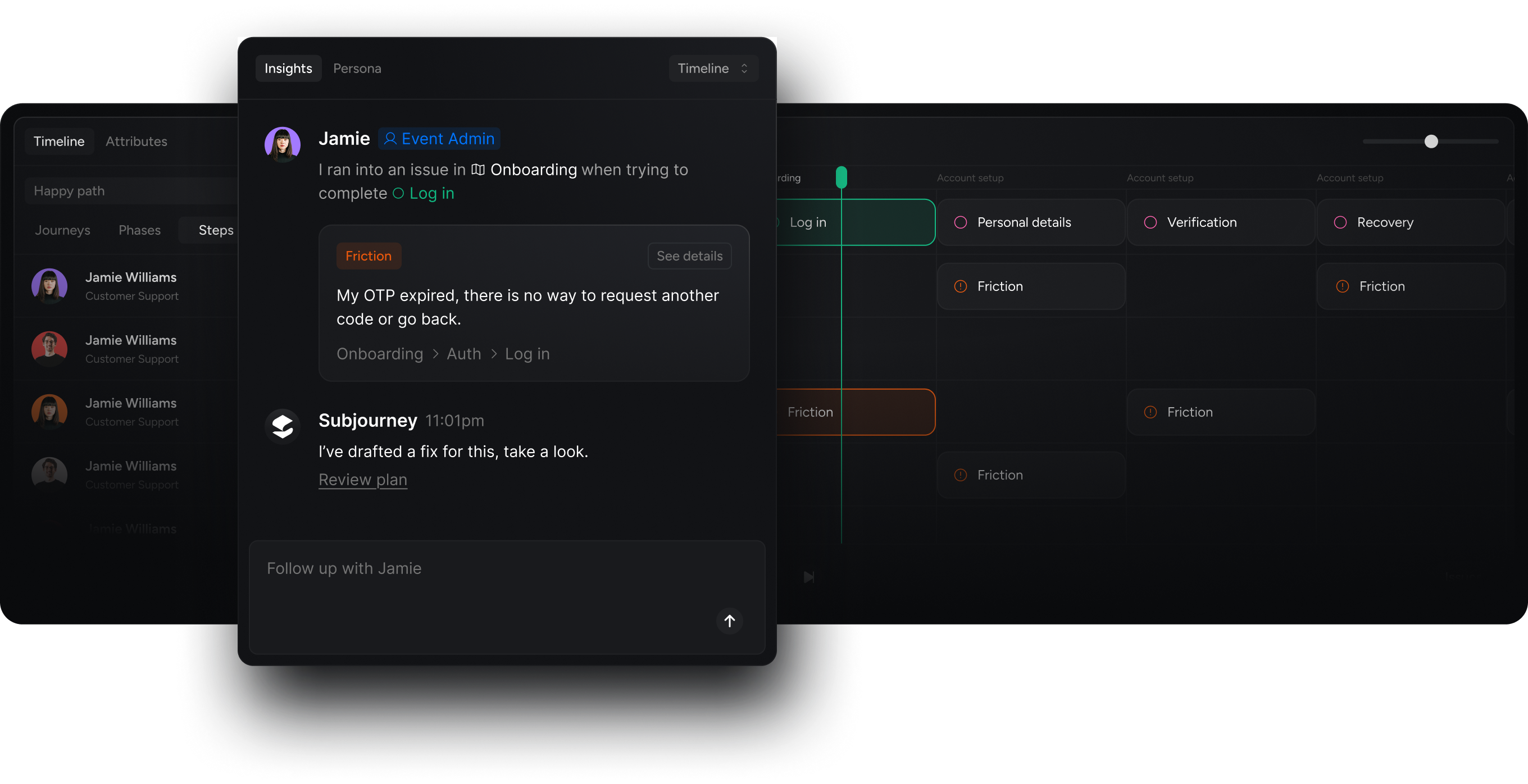 Timeline: journeys, phases, steps, and step attributes